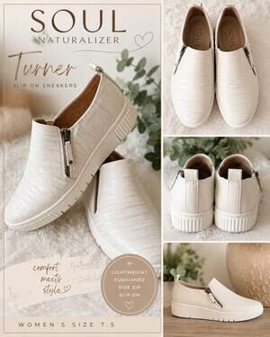SOUL Naturalizer Turner White Metallic Slip On Sneakers 7.5
